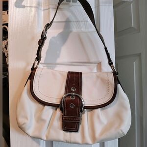 Vintage COACH Cream White Signature Medium Shoulder Bag Y2K